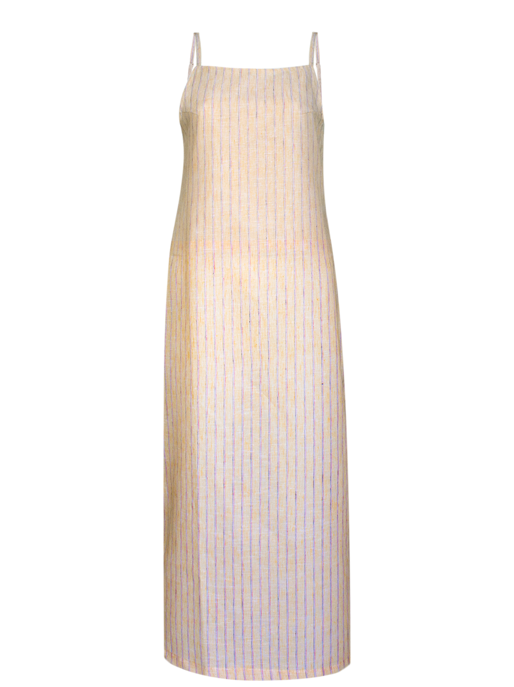 Long Dress Linen Amaia Peach Stripes