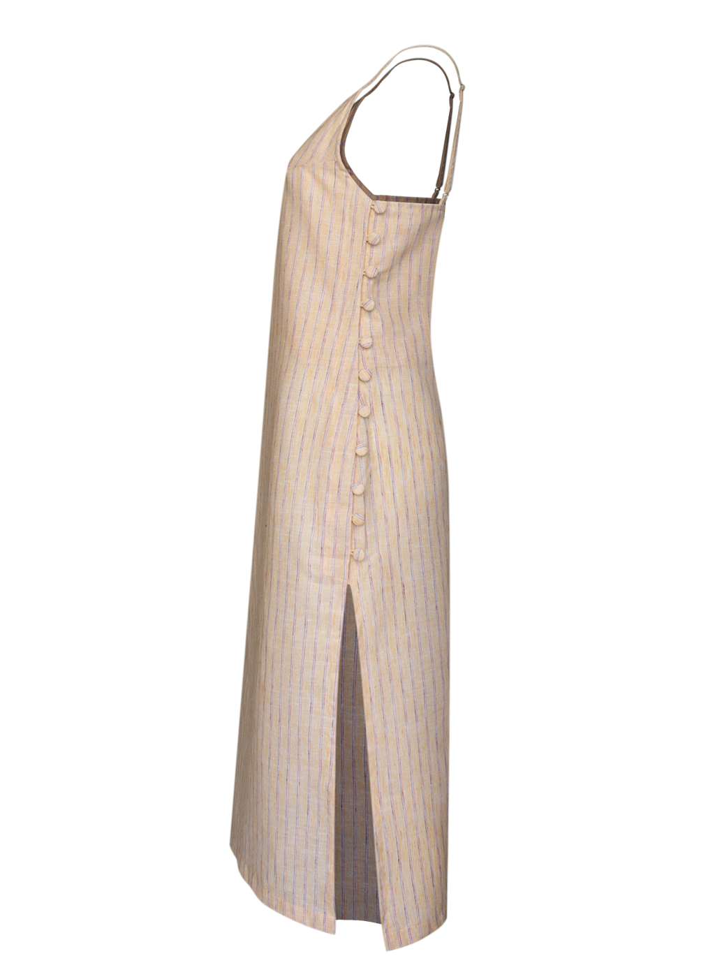 LONG DRESS LINEN AMAIA PEACH STRIPES