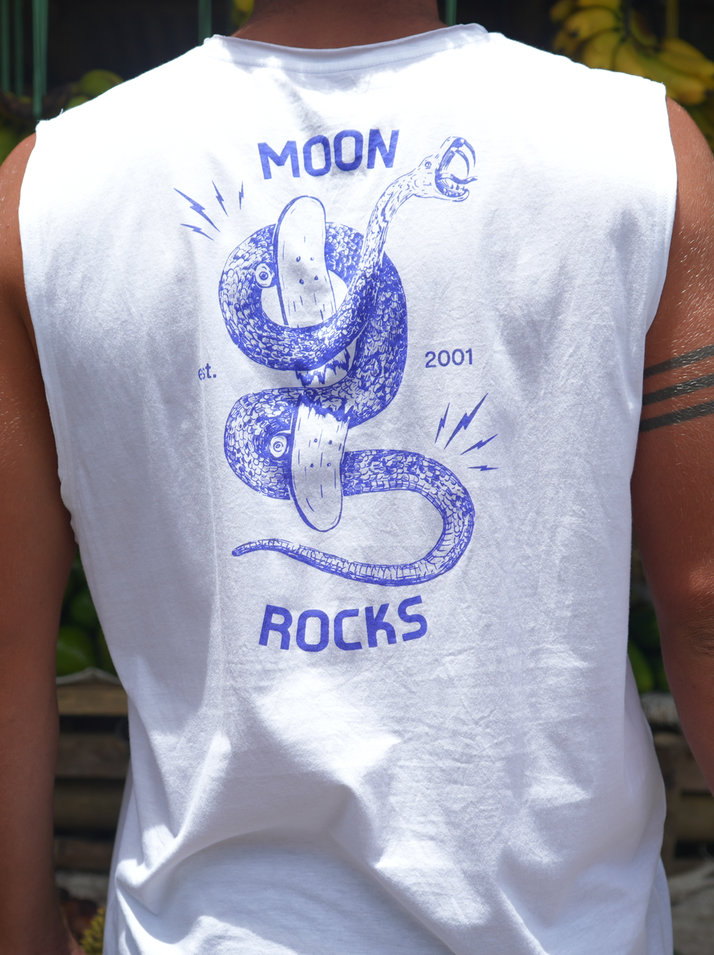 Men Singlet Moon Snake White