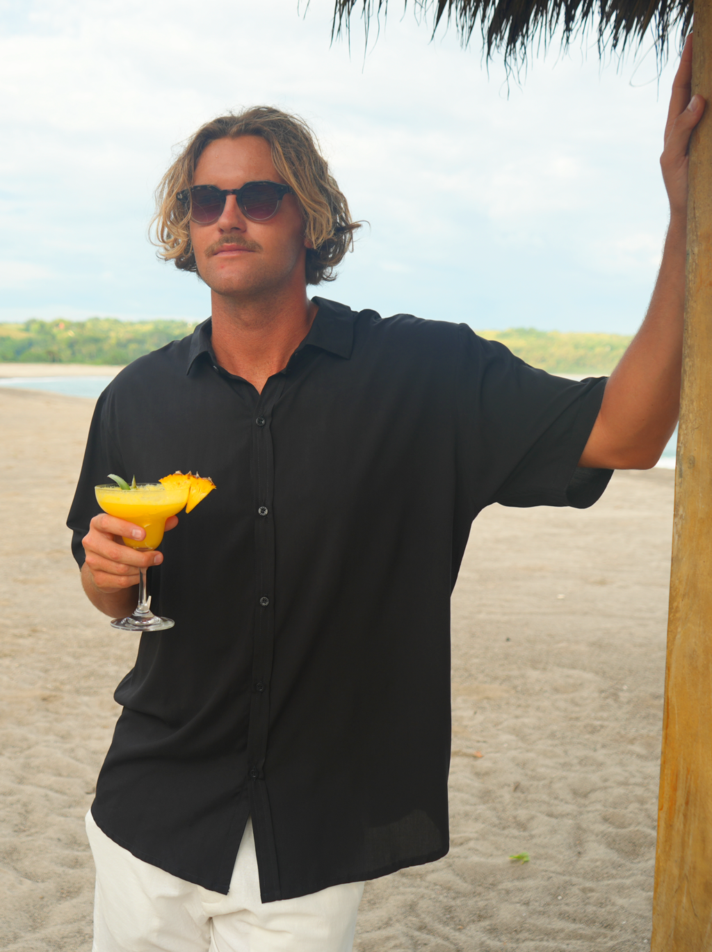 MEN SHIRT RAYON BLACK