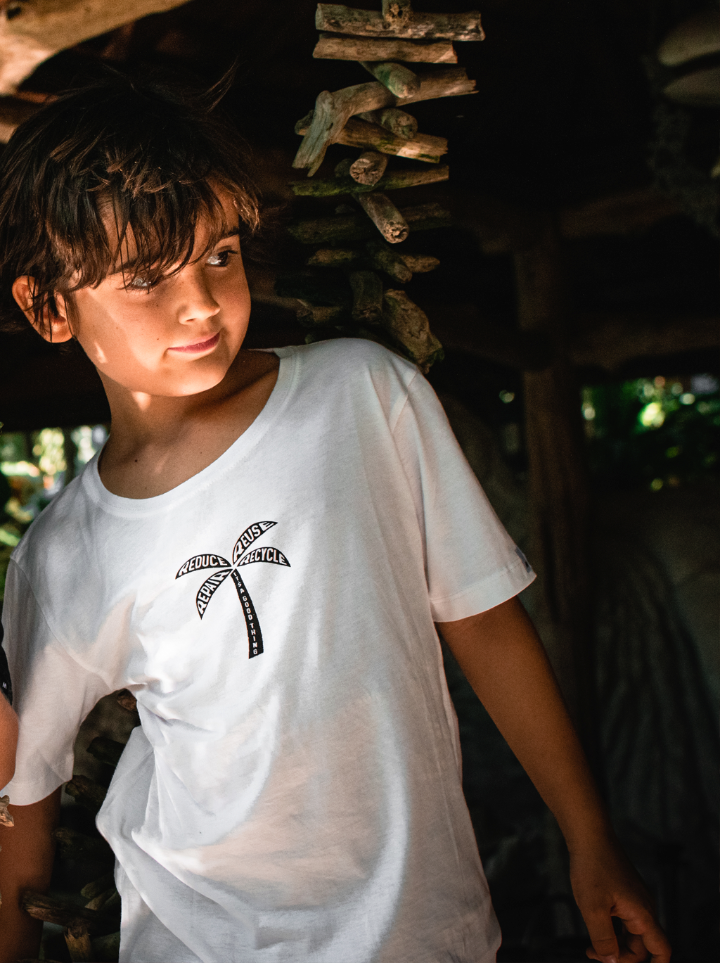 KIDS T-SHIRT WHITE REUSE PALM