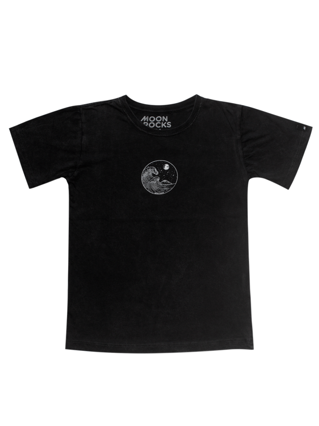 KIDS T-SHIRT BLACK WASH YIN WAVE