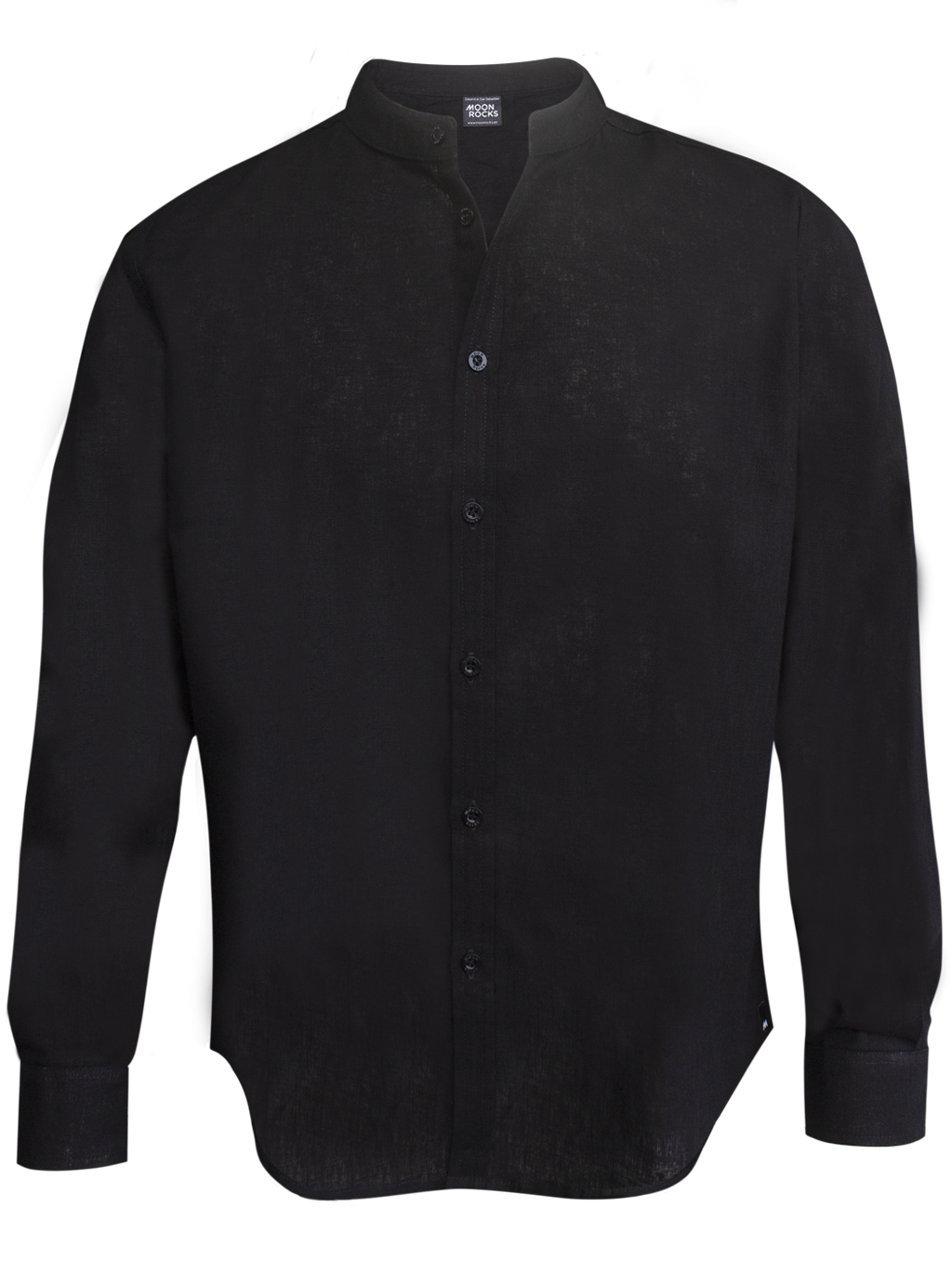 Men Shirt Long Sleeve Black Cotton Linen