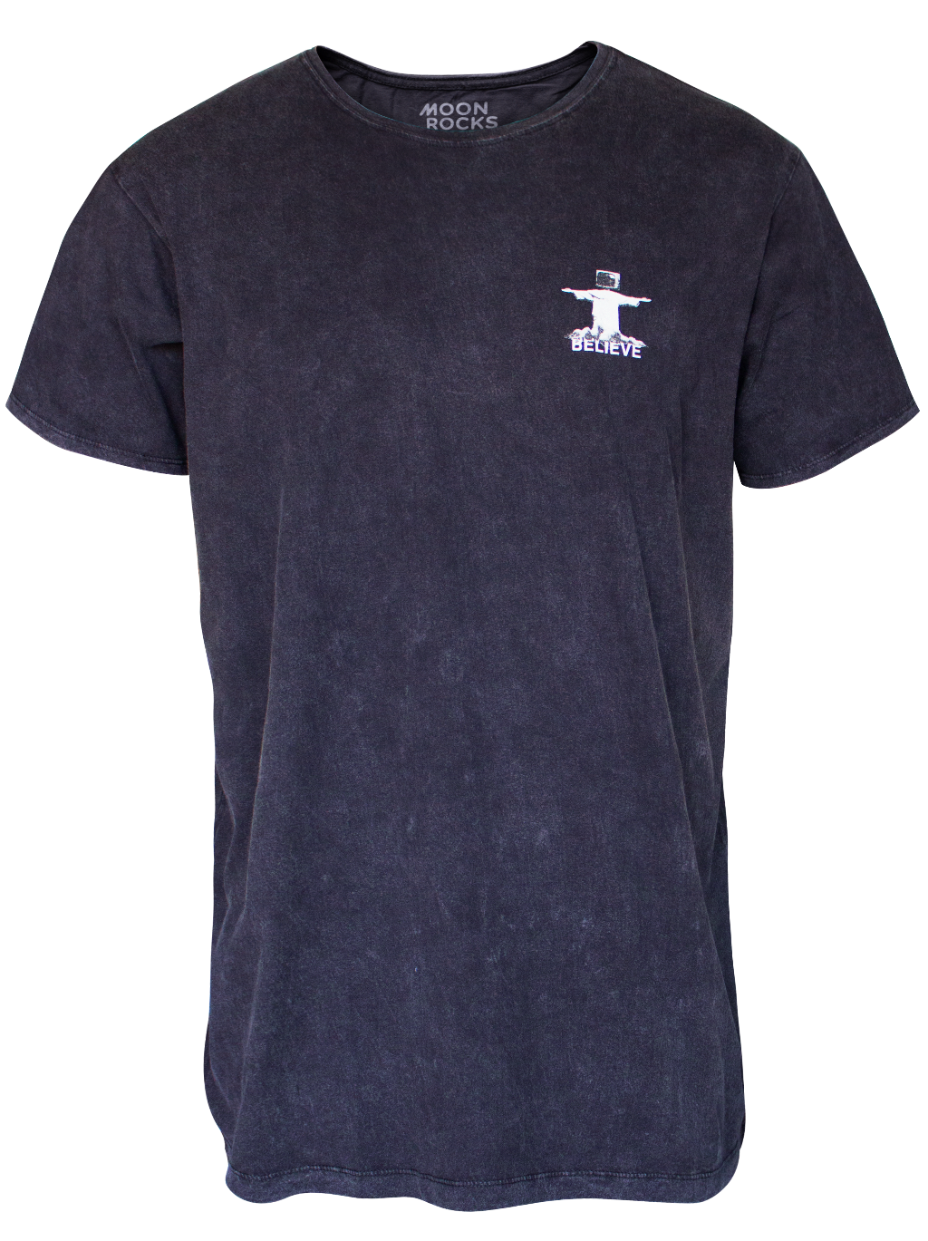 MEN T-SHIRT BLACK WASH BELIEVE