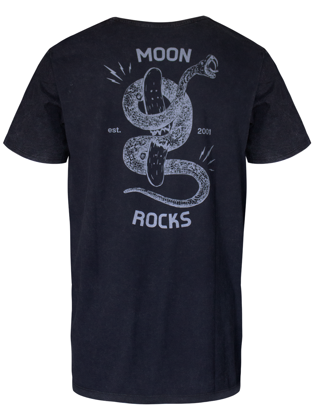 MEN T-SHIRT 2 BLACK WASH MOON SNAKE