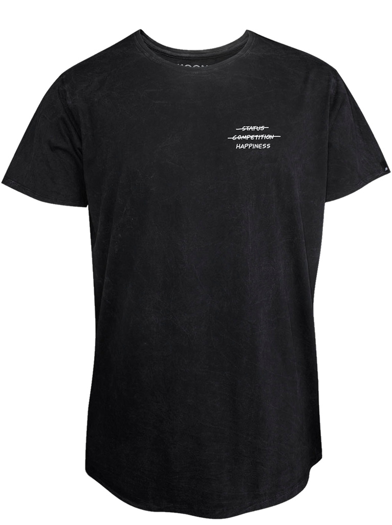 MEN T-SHIRT BLACK WASH HAPPINESS