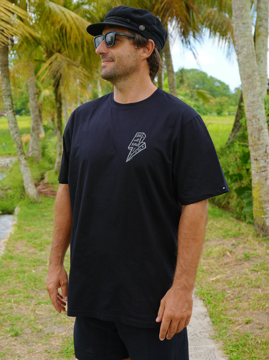 MEN T-SHIRT JUMBO BLACK LIGHTNING LOVE