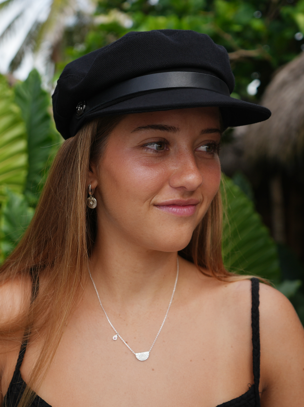Captain Hat Leather Black