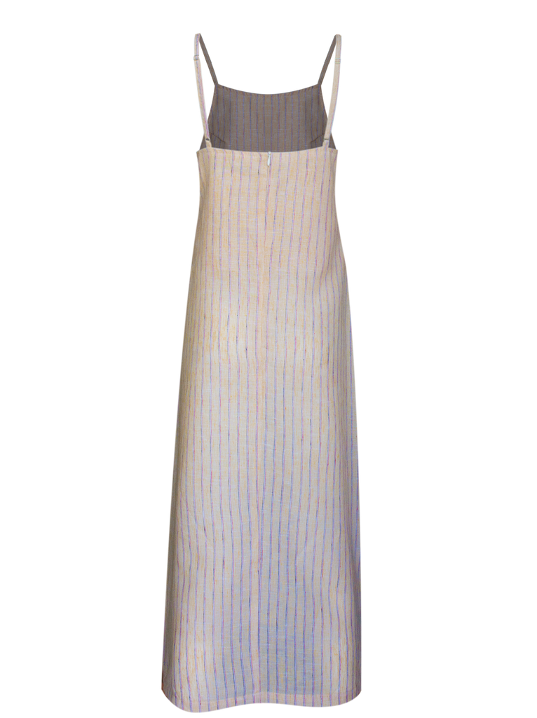 Long Dress Linen Amaia Peach Stripes