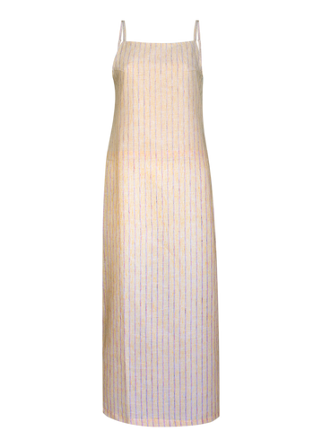 Long Dress Linen Amaia Peach Stripes