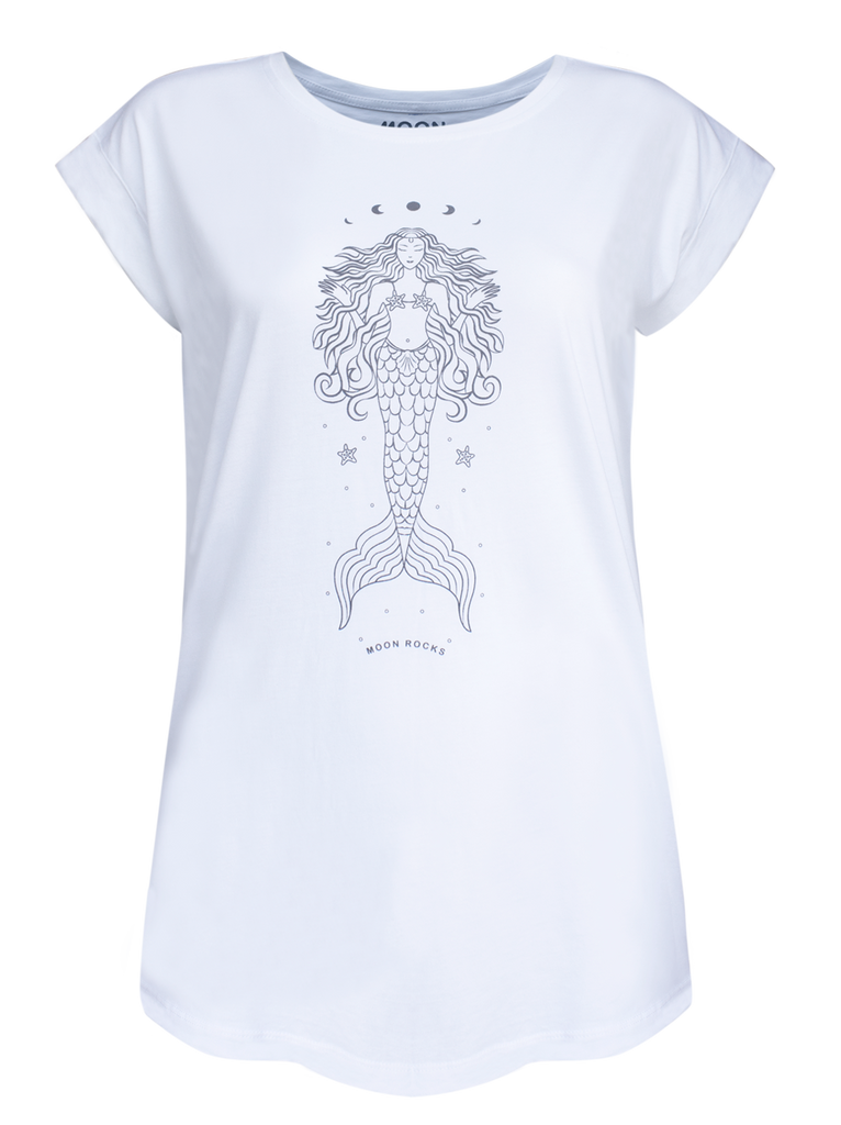 Women T-shirt Roll White Mermaid