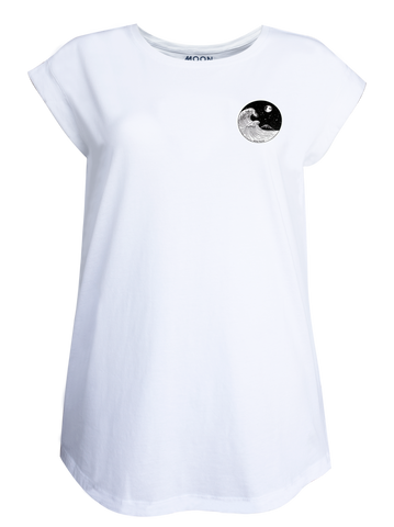 Women T-shirt Roll White Yin Wave