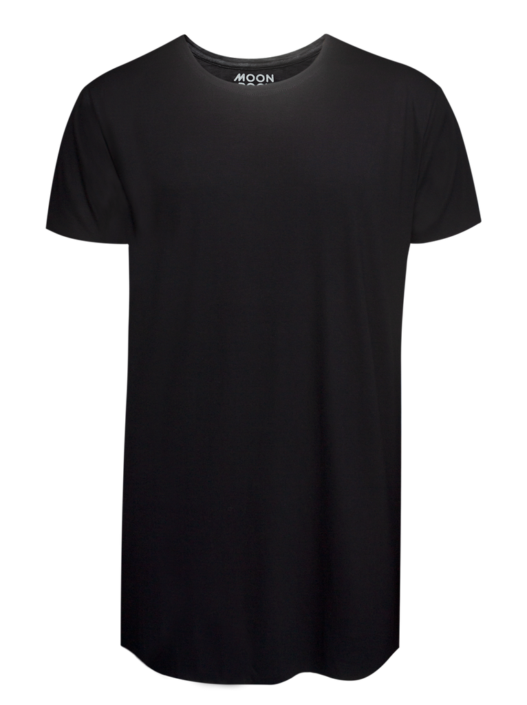 Men T-shirt Black Bamboo fabric Plain