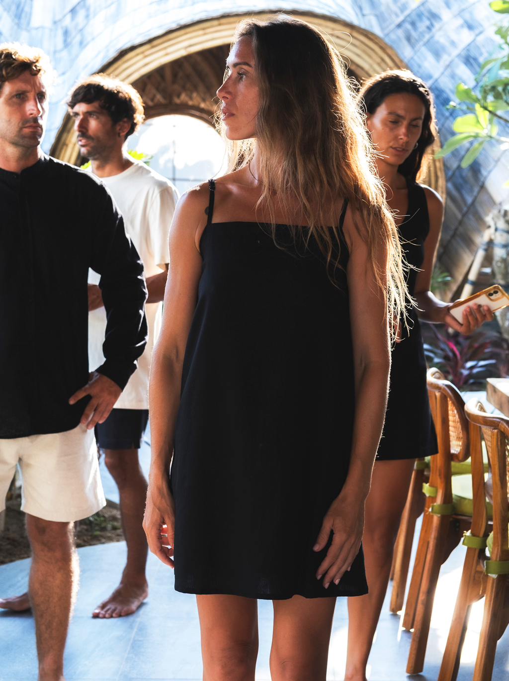 DRESS LINEN MINI BLACK