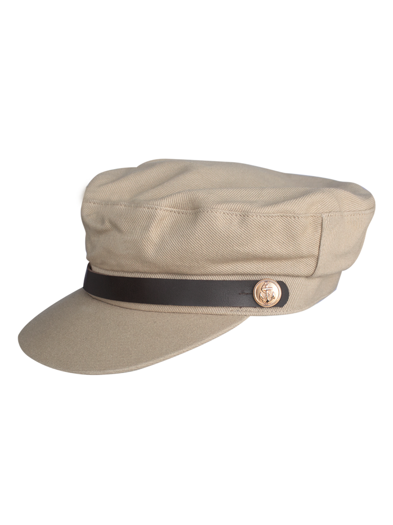 Captain Hat Leather Cream