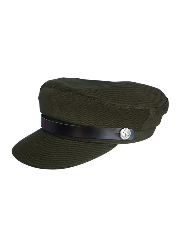 Captain Hat Leather Olive