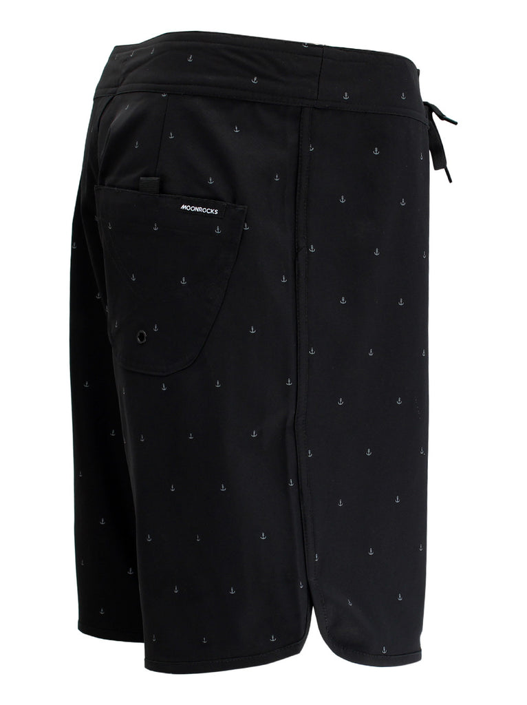 Men Boardshort Retro Ancla Black Print Grey