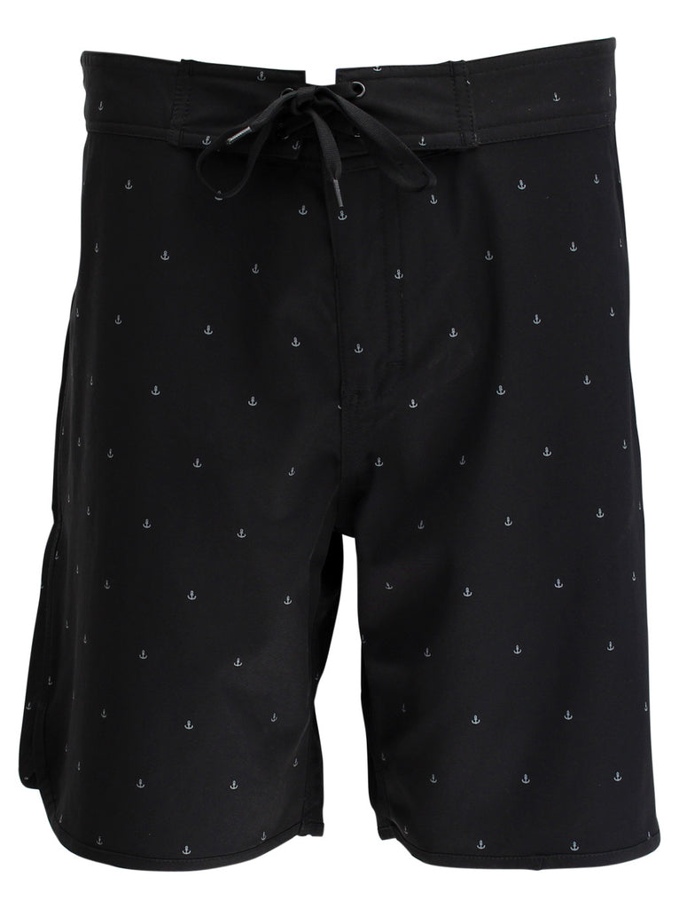 Men Boardshort Retro Ancla Black Print Grey