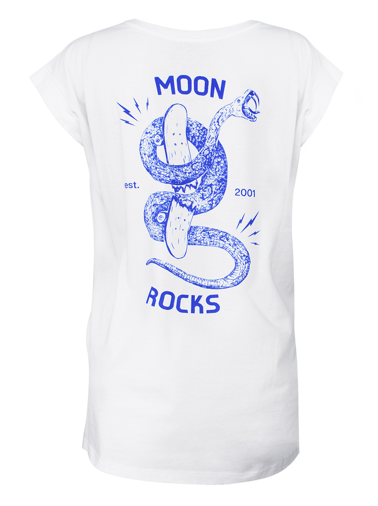 Women T-Shirt Roll White Moon Snake White