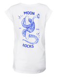 Women T-Shirt Roll White Moon Snake White