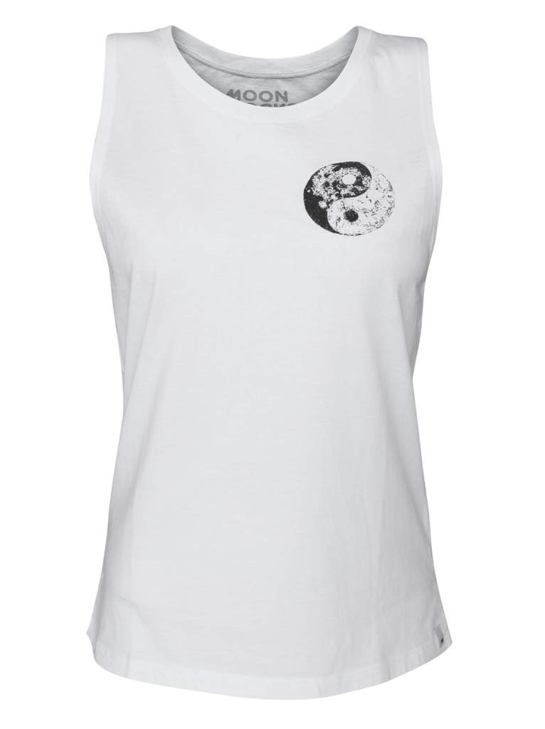 Women Singlet Laut White Yin Moon