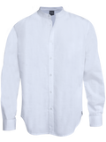 Men Shirt Long Sleeve White Cotton Linen