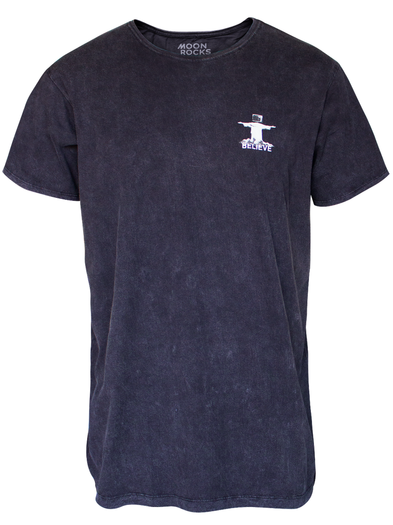 MEN T-SHIRT BLACK WASH BELIEVE