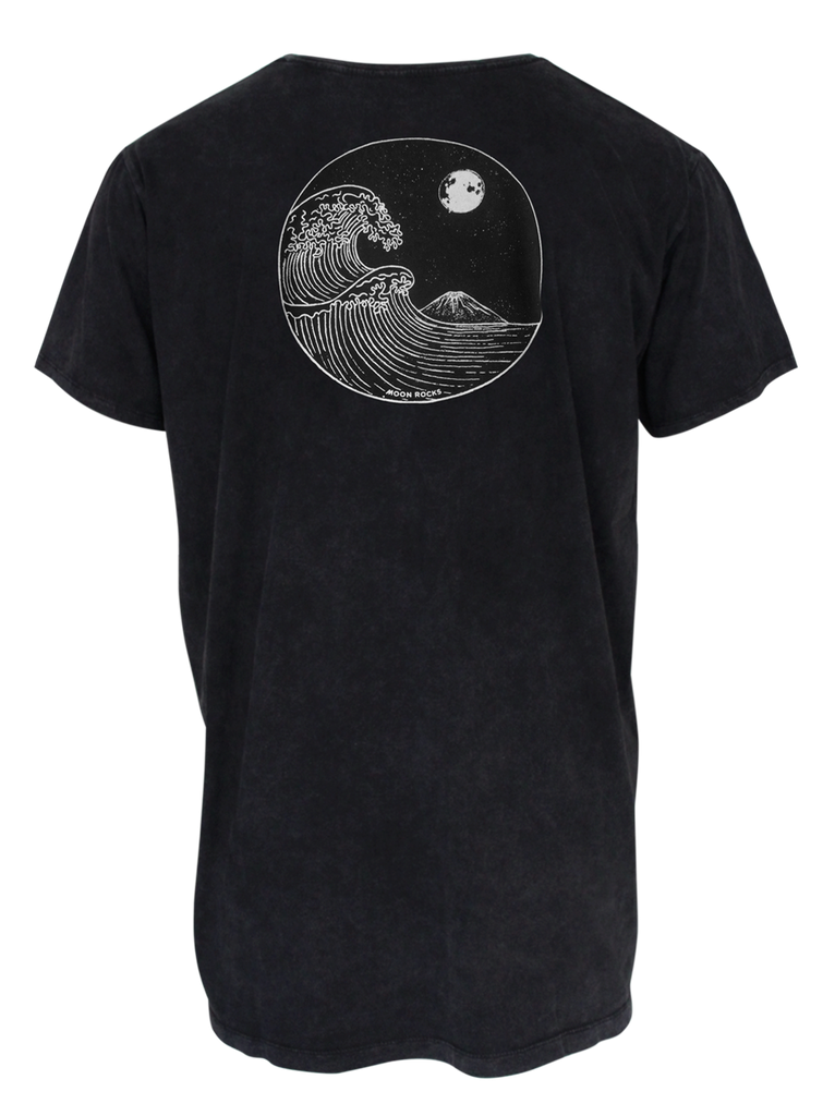 MEN T-SHIRT BLACK WASH 2 YIN WAVE