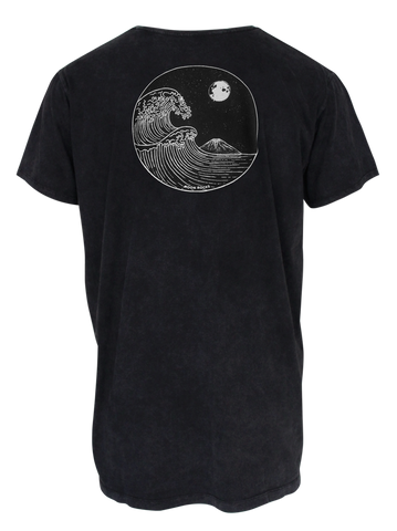 MEN T-SHIRT BLACK WASH 2 YIN WAVE