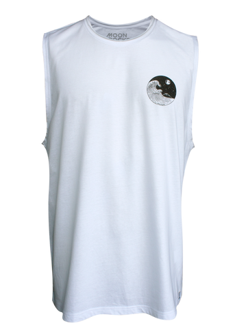 Men Singlet Yin Wave White