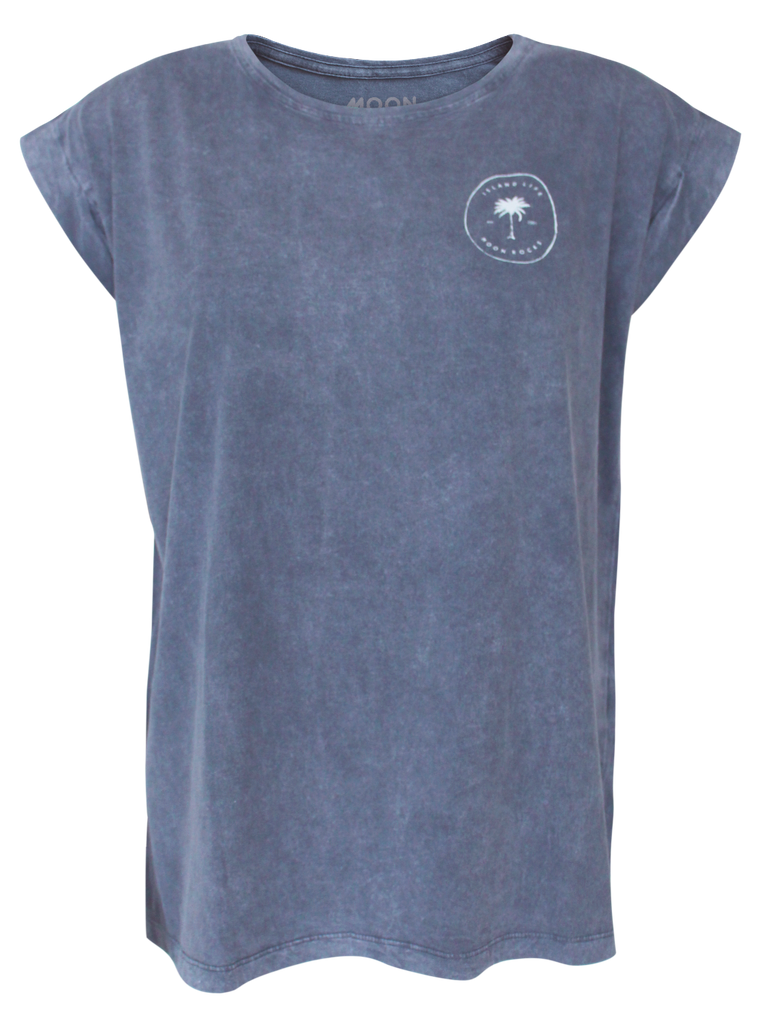 Women T-shirt Roll Grey Wash Island Life