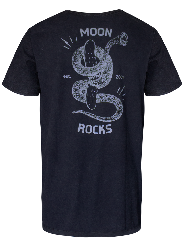 MEN T-SHIRT BLACK WASH 2 MOON SNAKE