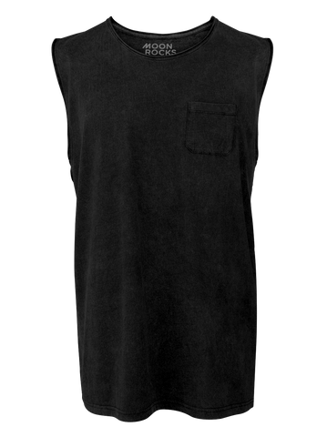 MEN SINGLET BLACK WASH POC BUTTON