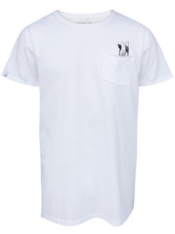 MEN T-SHIRT WHITE POCKET TWIN FIN