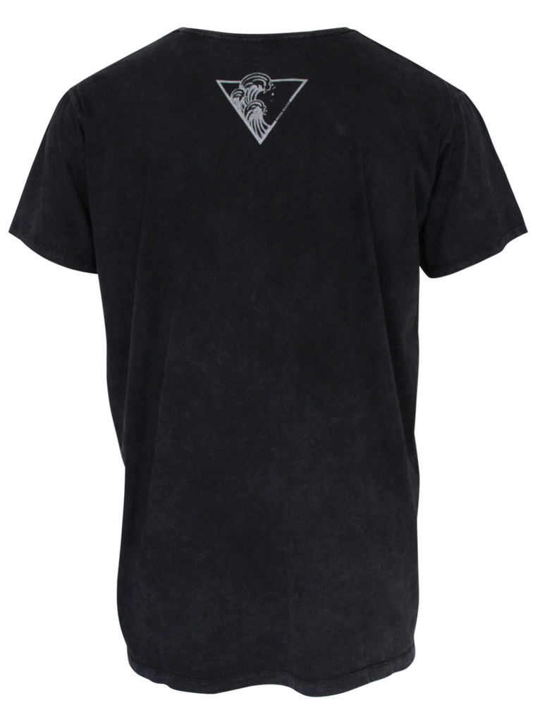 MEN T-SHIRT BLACK WASH TRI WAVE