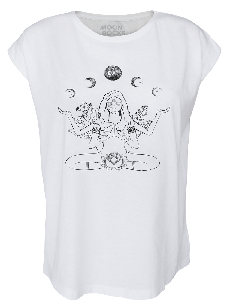 Women T-shirt Roll White Yin Yoga